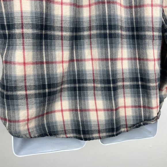 Flyshacker Button Up Shirt Men Medium Chamois Sand Black Plaid Long Sleeve - Picture 10 of 14